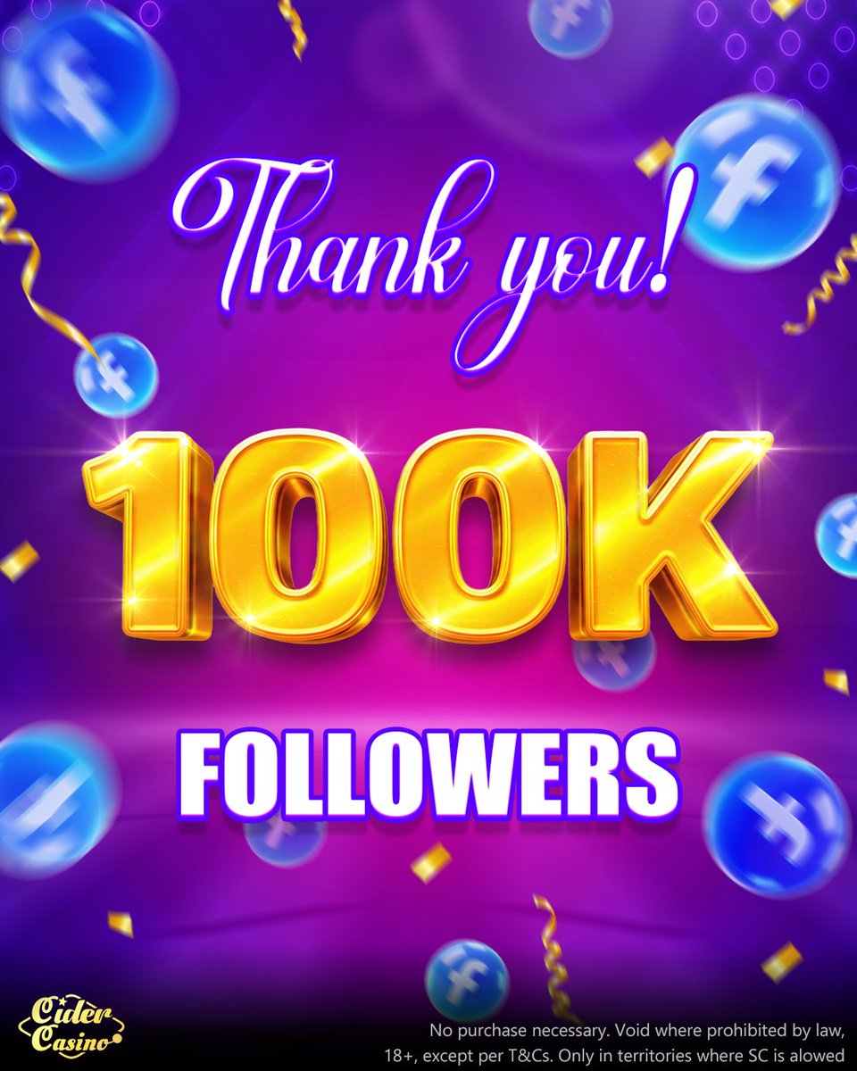 cidercasino's tweet photo. 🔥 100K Giveaway — LIVE on Facebook! 

To celebrate and say thank you, we’ll randomly select 𝟏𝟎𝟎 𝐩𝐥𝐚𝐲𝐞𝐫𝐬 to receive rewards ranging from 𝟏–𝟏𝟎 𝐒𝐂 🎁 

👉 Comment on the post &amp; share it: https://t.co/GQtT4FfWhe

📢 Winners will be announced ONLY on Facebook. https://t.co/8ISB5Dyfa0