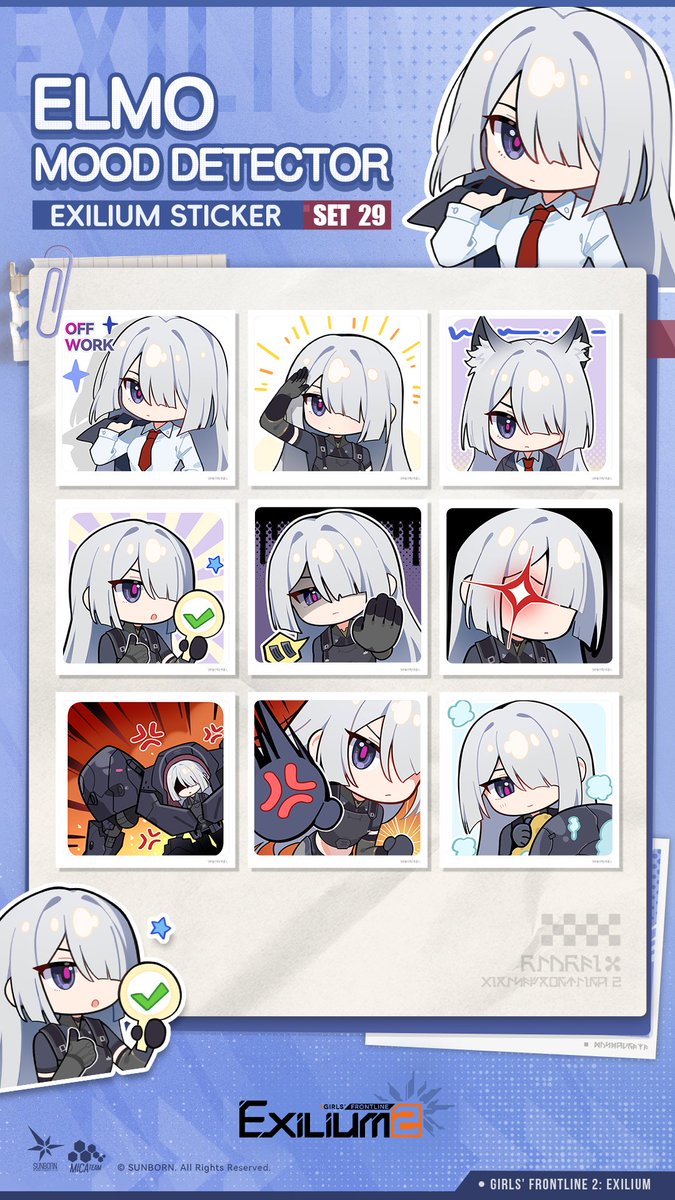 Exilium Sticker Set 29 [Elmo Mood Detector]

Feel free to save and use the stickers as you like~
Sticker Download>>
gfl2exilium.link/sticker-29

>> Download on mobile and PC: sunborn.onelink.me/fxKG/prall
#GirlsFrontline2Exilium #gfl2exilium