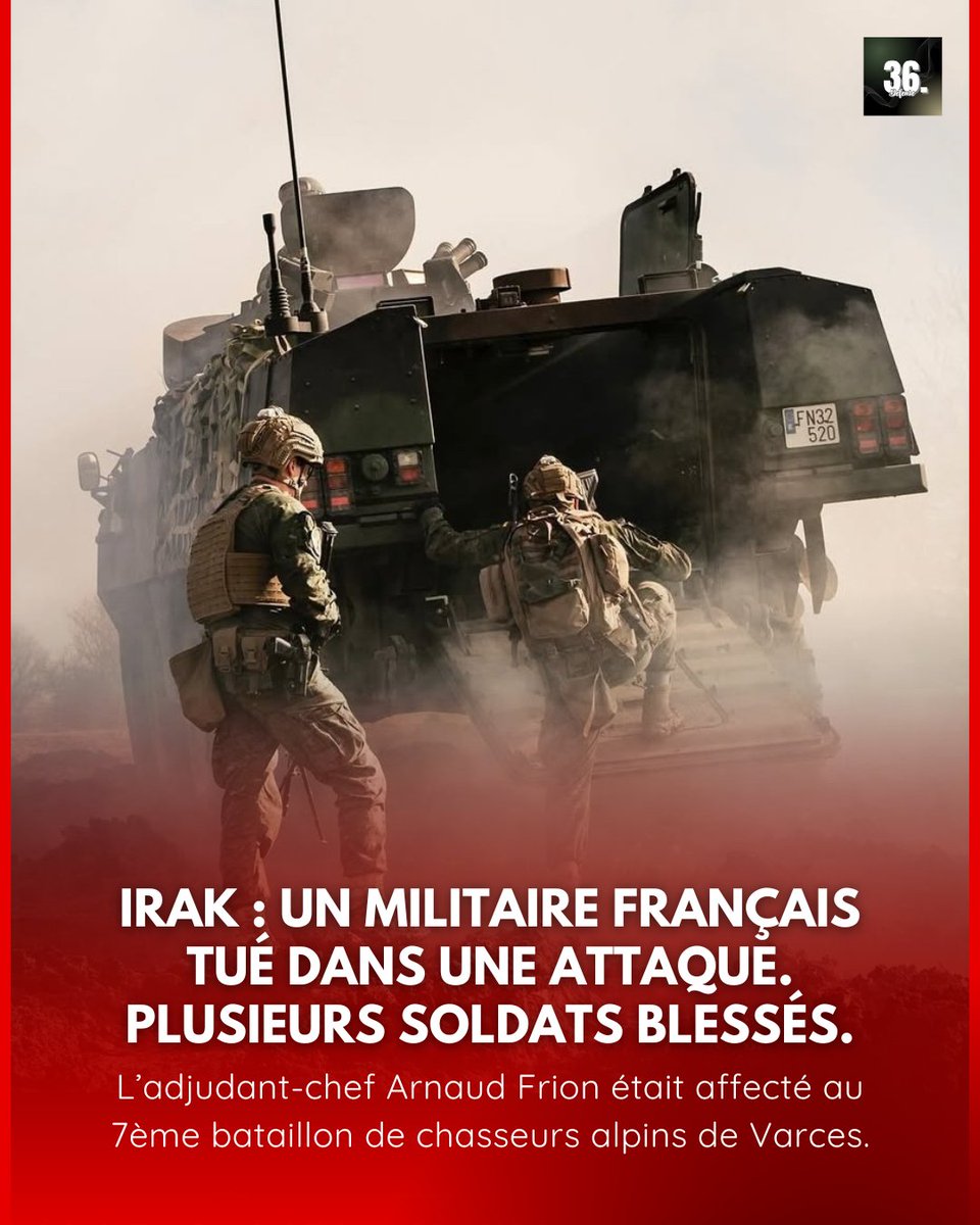36_qdo's tweet photo. 🔴 Irak : un militaire français tué dans une attaque. Plusieurs soldats ont été blessés.

L’adjudant-chef Arnaud Frion était affecté au 7ème bataillon de chasseurs alpins de Varces.

Sincères condoléances à ses proches et ses frères d'armes.

© Armée française https://t.co/xbCPhIqvXn
