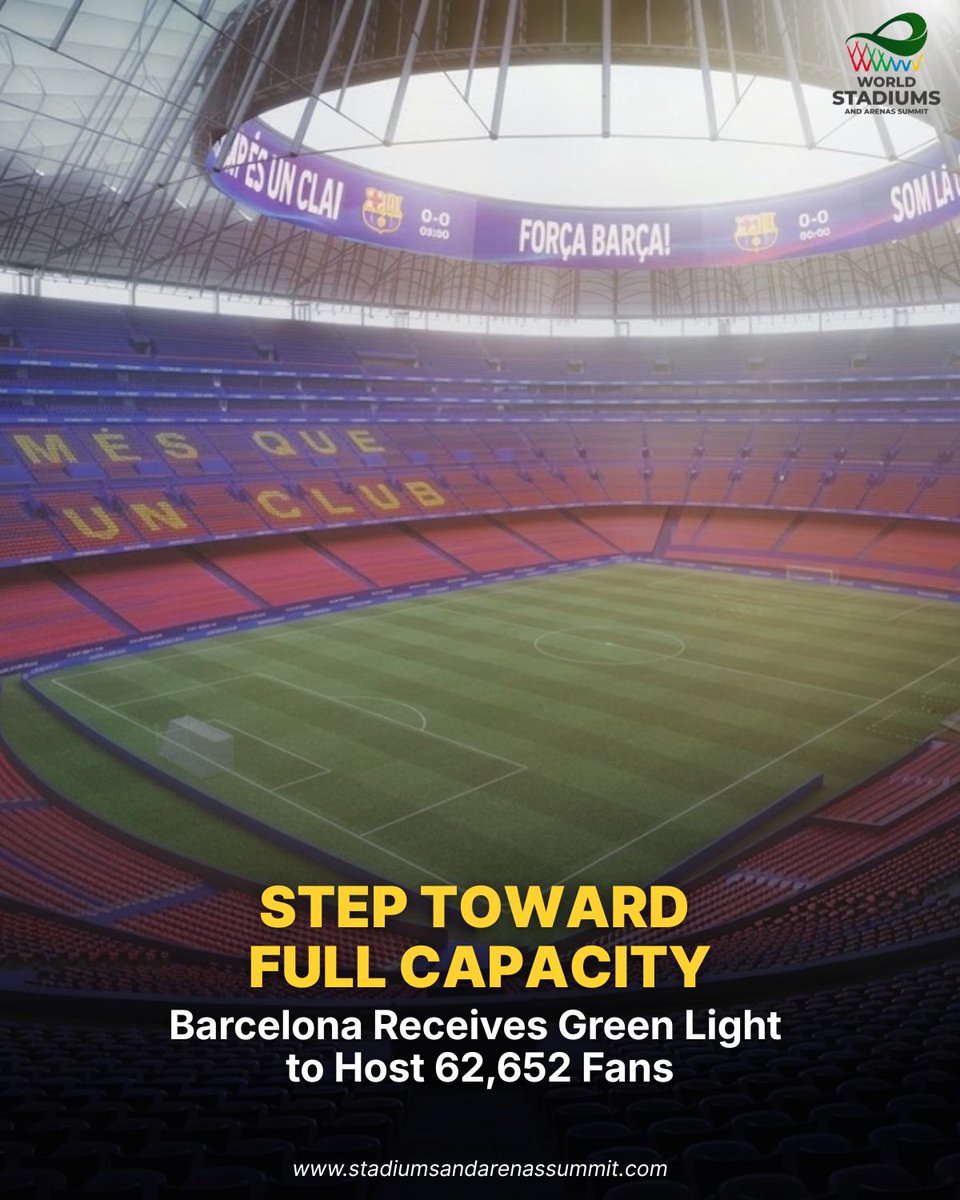 Spotify Camp Nou is growing!

FC Barcelona has secured a licence to increase stadium capacity to 62,652. The update opens the North Goal &amp; new VIP lounges, including the ‘Pitch Club.’ A massive boost for the atmosphere as the rebuild continues!

#ForçaBarça #CampNou #Barça