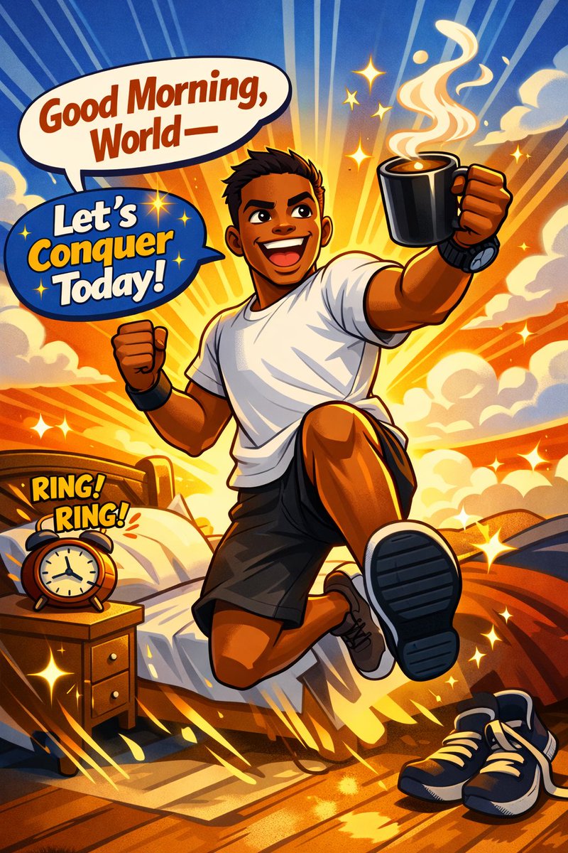 Rise and grind, squad! ☀️ 
My playlist’s bumping, it’s a wonderful chill weather and I’m ready to seize the day 😎. What's fueling your fire this AM? Drop it below.

Gm ☕️

 #MorningMotivation #LevelUp