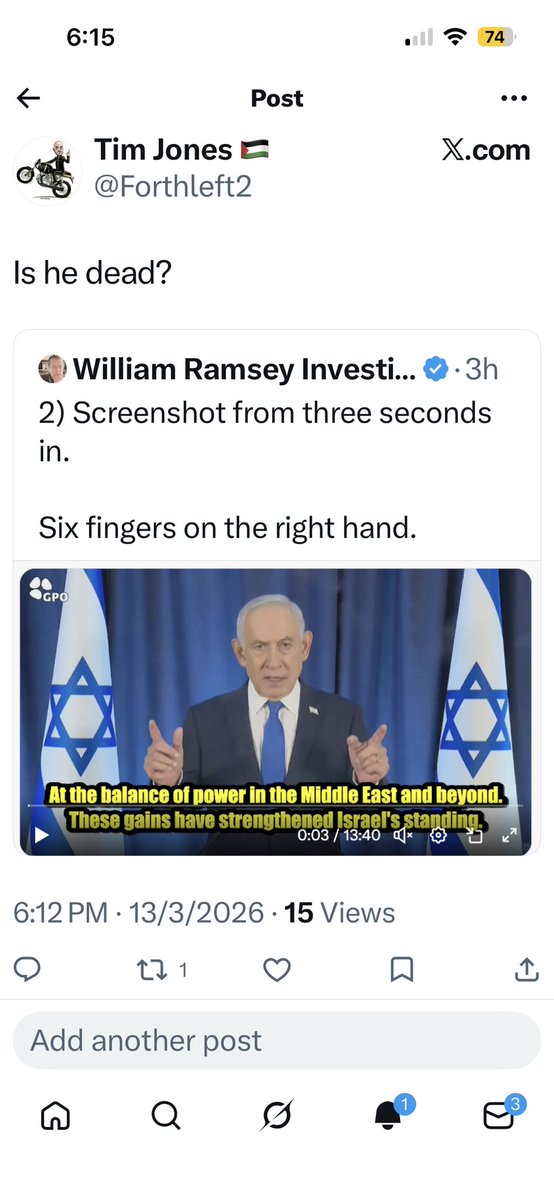 Forthleft2's tweet image. #isNetanyahuDead