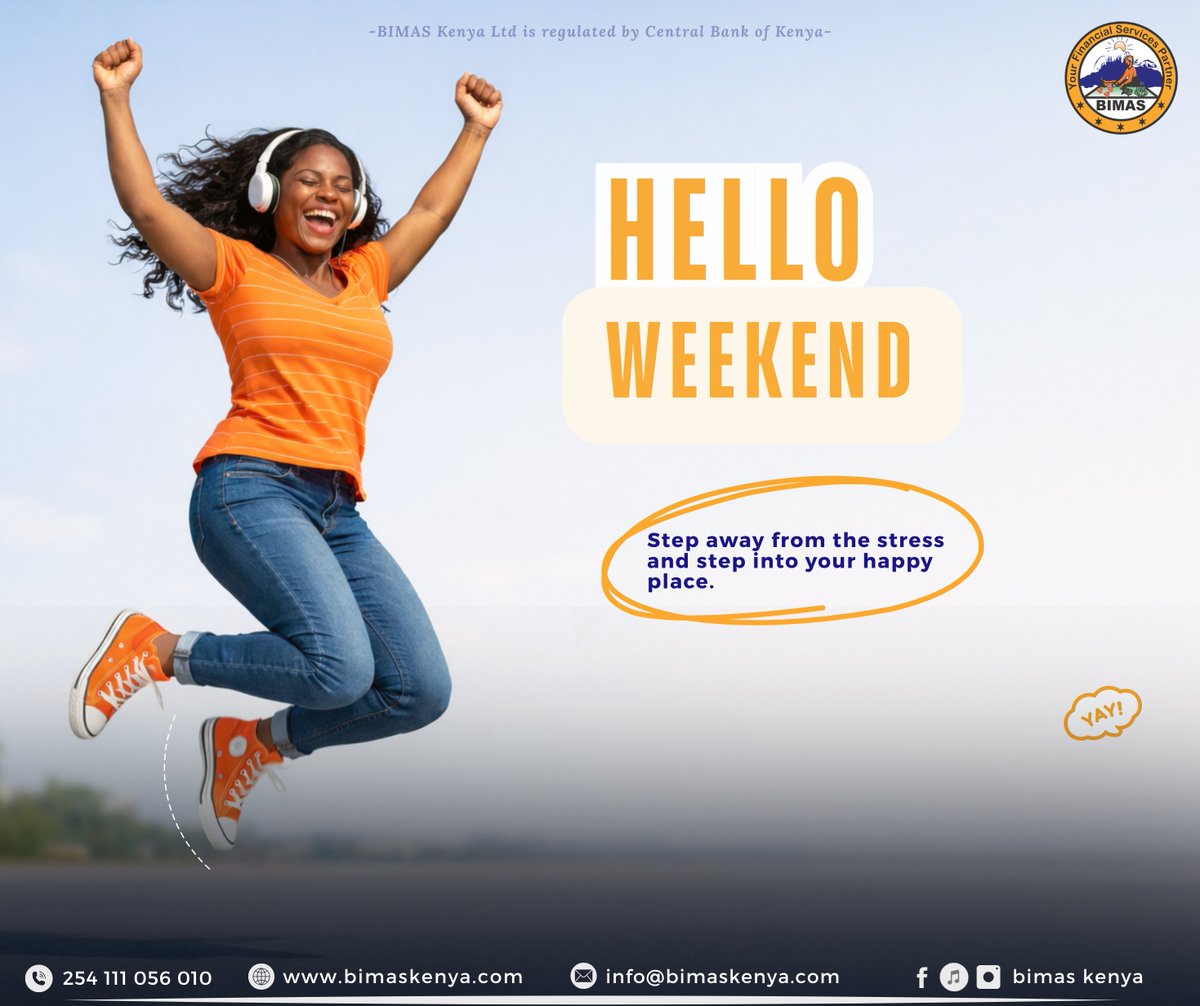 bimas_kenya's tweet image. Time to unwind, recharge, and enjoy the moments that matter. Make it count and make it memorable.
At Bimas Kenya, we are here to empower you to achieve more.

Visit your nearest Bimas branch today to explore our services.

#BIMASMicrofinance #WeekendVibes #EmpowerYourFuture