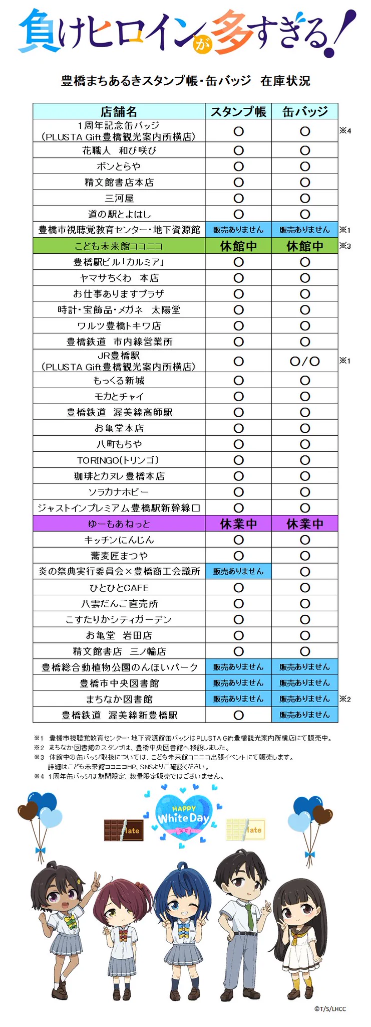TVアニメ『負けヒロインが多すぎる！』豊橋まちあるきスタンプ公式