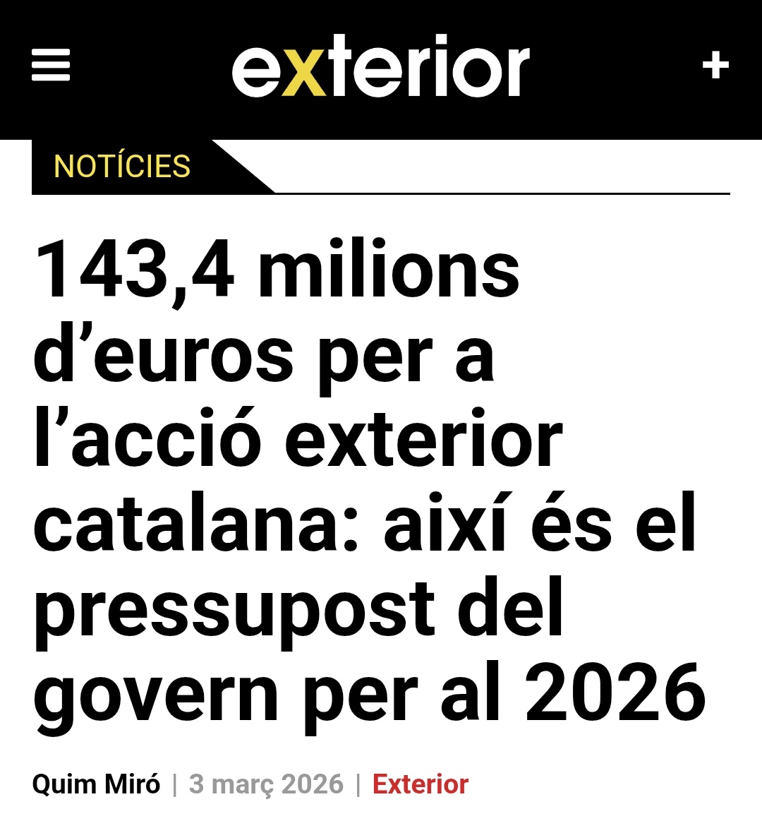 seibur_'s tweet photo. Cal recordar, de tant en tant, una obvietat: els diners públics no són del govern, són dels ciutadans. Surten directament dels impostos que paguem cada dia amb la nostra feina.

Quan un particular envia una part important dels seus diners a l’estranger, es parla de “fuga de capitals”, perquè aquests recursos deixen de circular dins l’economia del país. Però quan és l’administració qui transfereix milions fora en nom de la cooperació internacional, el debat sembla gairebé prohibit.

Els nous pressupostos de la Generalitat eleven l’acció exterior fins als 143 milions d’euros, un augment de més del 50% en pocs anys, mentre els catalans continuem pagant una pressió fiscal que es troba entre les més altes.

Al mateix temps, els serveis públics funcionen sota una pressió creixent. La població augmenta, el sistema sanitari ha d’atendre cada vegada més persones —amb un model d’assistència universal ampliat— i, malgrat tot, el percentatge del pressupost destinat a salut ha anat reduint-se des de la pandèmia.

La solidaritat internacional pot ser un objectiu noble. Però potser abans d’exercir de benefactors globals caldria assegurar una cosa més bàsica: que els recursos que surten de les butxaques dels ciutadans serveixin primer per garantir plenament els serveis essencials de qui ho està pagant.