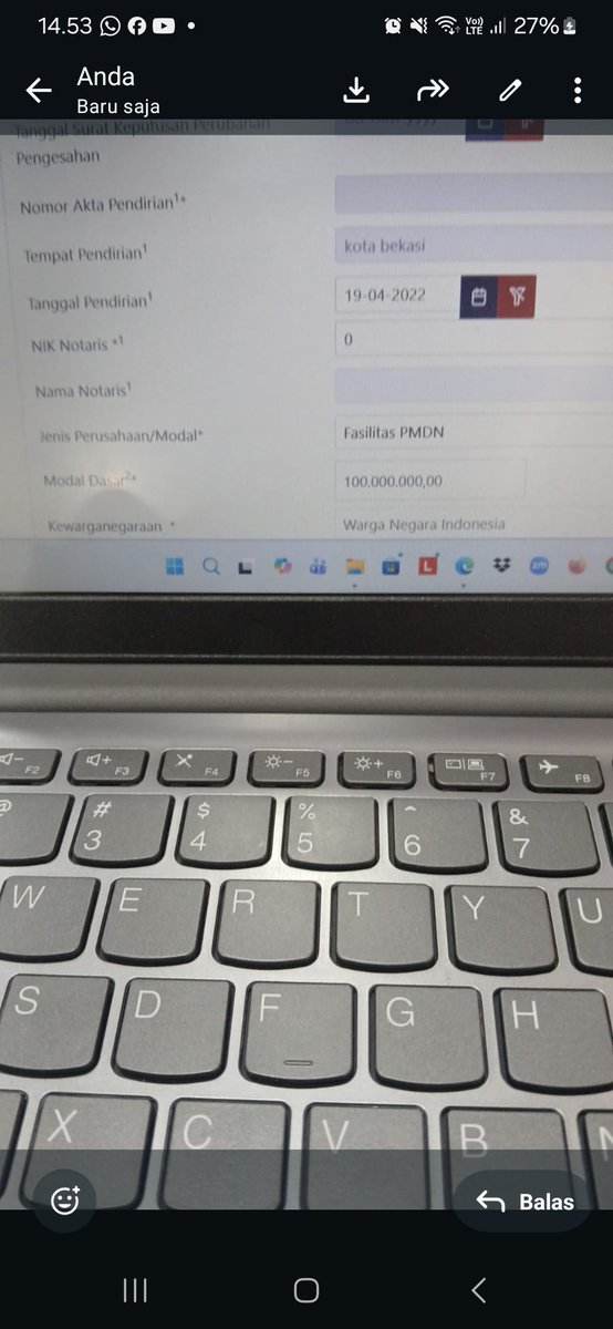 sunflower735592's tweet photo. @kring_pajak kak ijin tanya untuk nik notaris jika tdk punya datanya baiknya di isi apa ya.

Karna saya ada mau revisi daftar pengurus namun ada kendala saat penyimpanan https://t.co/ln5SV5Kx9p