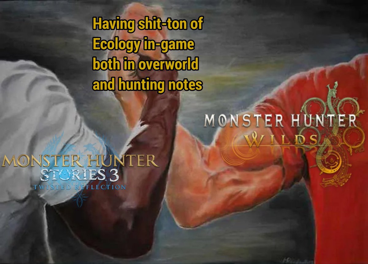 Its literally this lol

I'am minda happy that ecology is becaming more and more extablishes in-game, now even the spin-offs have detailed ecology