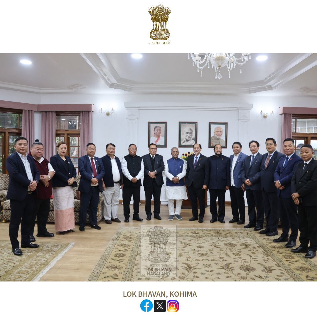 Hon’ble Governor of Nagaland, Shri Nand Kishore Yadav, after taking oath as the 23rd Governor of Nagaland, held a meeting with the Hon'ble Chief Minister, Dr. <a href="/Neiphiu_Rio/">Neiphiu Rio</a>, and members of the State Cabinet at Lok Bhavan, Kohima.