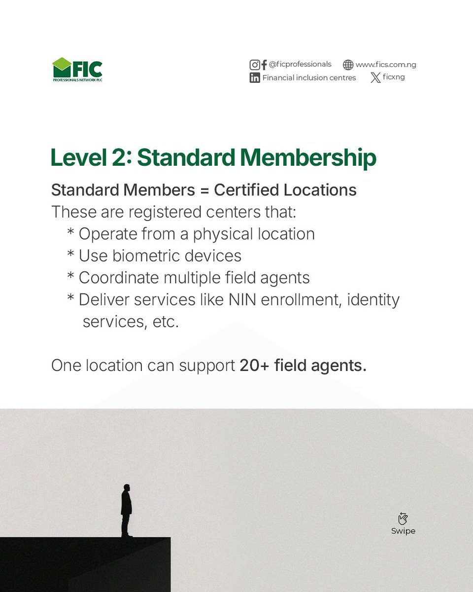 FICXng's tweet photo. FIC Professionals Network has a 3-level membership structure: Basic → Standard → Professional
Each level helps you grow from just operating POS to becoming a recognised financial inclusion professional.
#FinancialInclusion #AgentBanking #POSBusiness #NigeriaBusiness https://t.co/P1ygIdVwMR