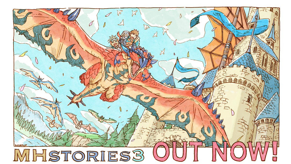 Happy launch day, Riders! Monster Hunter Stories 3: Twisted Reflection is out now on all platforms! RIDE ON! 
 
Illustration by #MHStories3 Art Director, Kawano.