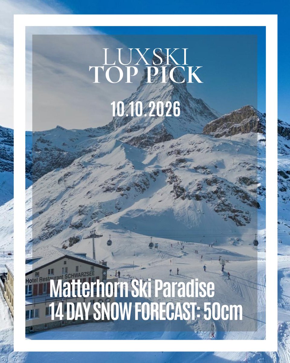 LuxSkiHotels's tweet photo. Today's Powder Pick takes us to the stunning Saas-Fee in Switzerland, where The...
#LUXSKI #PowderPick #luxuryski #SaasFee #TheCapraHotel #Switzerland #SkiLuxury #FreshPowder #AlpineEscape #SkiSwitzerland #LuxuryTravel #SnowForecast #WinterGetaway #EpicSnowfall #MountainRetreat https://t.co/AHakJMot0e