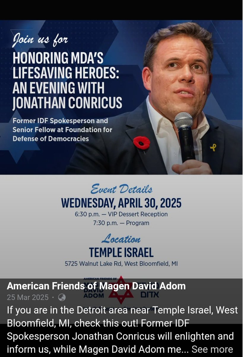 polplotting's tweet image. That synagogue is called Temple Israel  and hosts fundraisers for the IDF regularly like this. Americans need to stop this disassociation between how their land is not only creating weapons but facilitating land sales and recruitment in synagogues across their country.