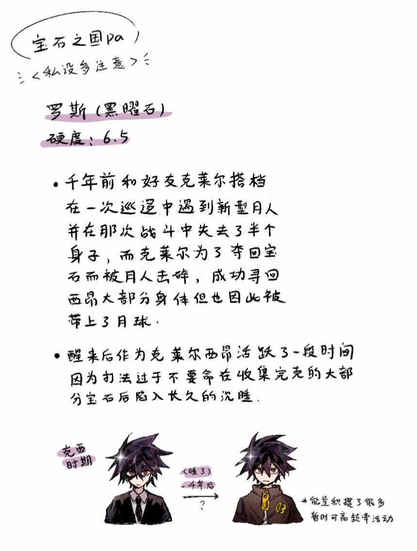 Baiwater_cyzi's tweet photo. 存一下之前的宝石之国设定前提 https://t.co/O7F1hrcPsH