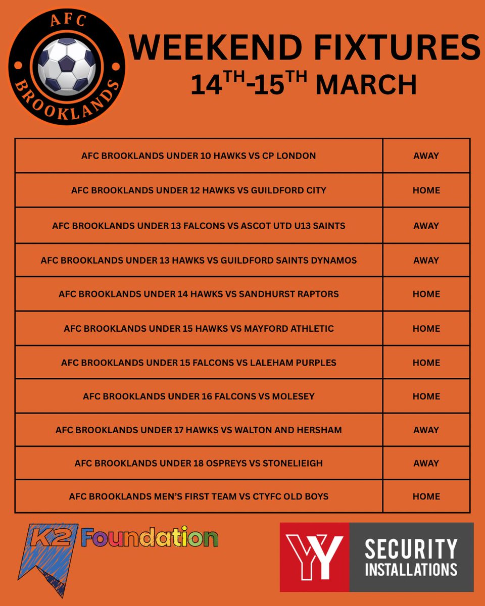 AFCBrooklands's tweet photo. Good luck to all our players and coaches — let’s go Brooklands! 🧡⚽️ https://t.co/JDRmtsLGJG