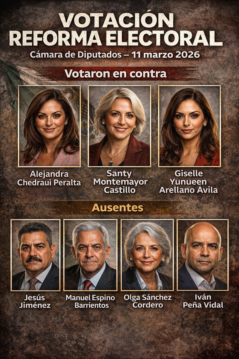 ensanar's tweet photo. Que nos traicionen los de fuera no sorprende. Las rémoras siempre han existido.
Lo que duele y hiere es que la traición venga desde dentro.
Si no se toman acciones contra quienes están ingresando al partido sin convicción ni lealtad al movimiento, el riesgo es claro: el pueblo puede castigar en las urnas.

Bien lo sabemos: el pueblo manda, y el pueblo también quita.

Como dijo Andrés Manuel López Obrador: la lealtad no es incondicional.
La lealtad se debe al movimiento, no a los individuos.

Cero votos para quienes votaron en contra.
Cero votos también para quienes se escondieron y no tuvieron el valor de asumir su responsabilidad cuando el movimiento esperaba su respaldo.
Basta ya de políticos mentirosos. Durante años hemos vivido con su hipocresía, pero hay algo que no deben olvidar: el pueblo ha despertado políticamente.

Y cuando el pueblo despierta, lo demuestra en las urnas.
La fuerza del voto tiene poder.
Y tarde o temprano, la voz del pueblo se hará valer.

No queremos plurinominales.
Y por decisión del pueblo, estos siete difícilmente volverán al poder.