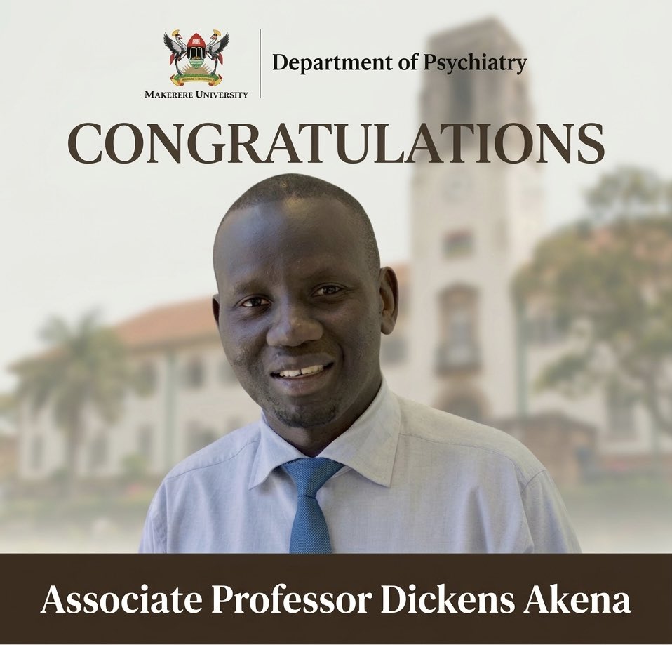 The Department of Psychiatry is pleased to congratulate our Head of Department, Dr Dickens Akena, on his promotion to Associate Professor. Congratulations, Associate Professor Dickens.