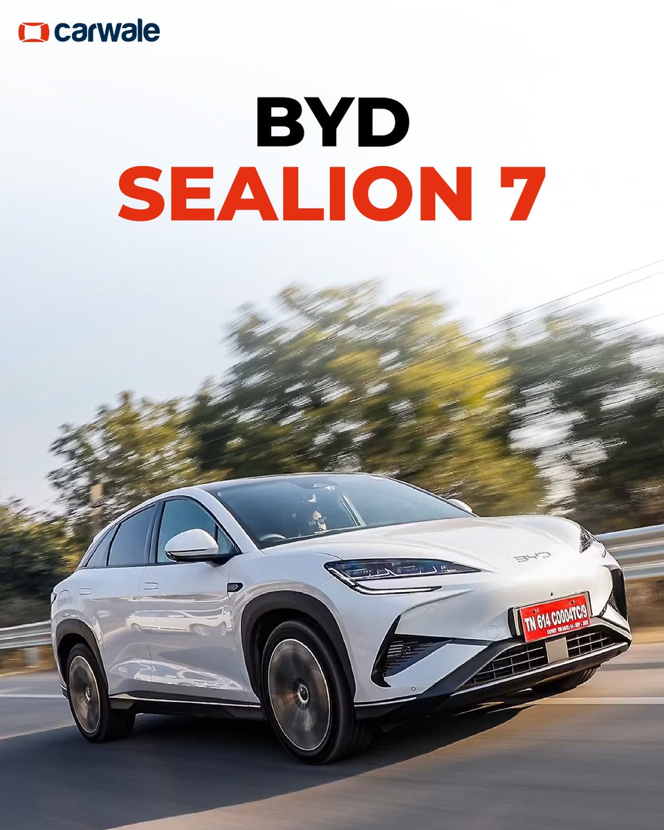 CarWale's tweet photo. Meet the BYD Sealion 7, powered by an 82.5kWh battery pack and offered in both RWD and twin-motor AWD configurations. 

#byd #sealion7 #bydsealion7 #cwphotos #cars #automobiles #carupdates #automobileupdates https://t.co/wncR2eKZHc