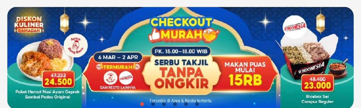 ON Checkout Termurah Shopeefood‼️
[OTOMATIS TANPA ONGKIR]

🗓️6 Maret-2 April 2026
⏱️15:00-18:00
📍ototmatis ongkir 0 tanpa voucher 

gas langsung pilih list resto👇🏻
spf.shopee.co.id/LiScszAXg