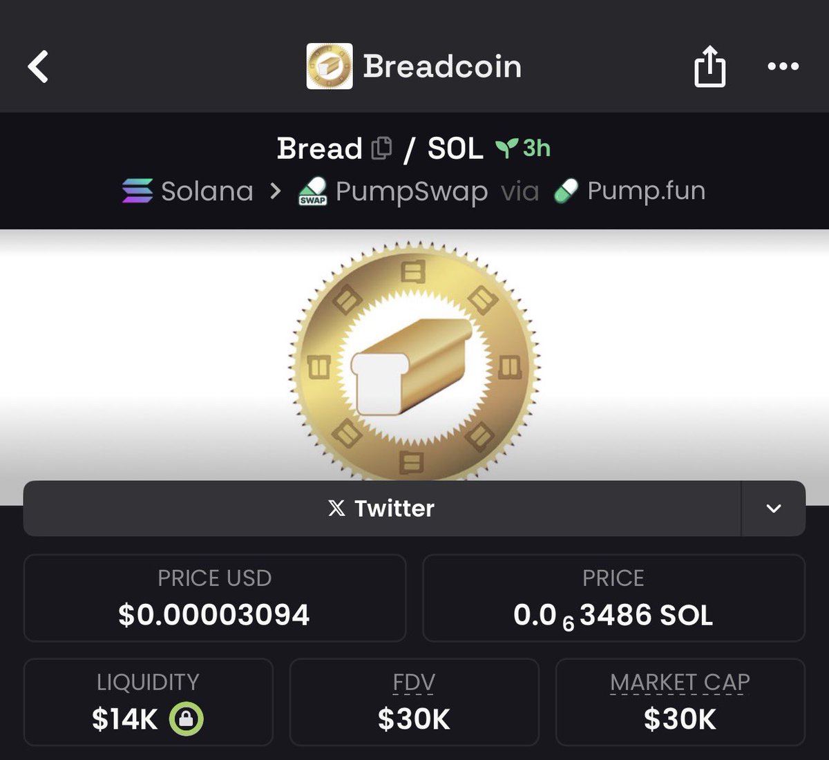 Watch your entry on $Bread
Note: high risk gamble 

Ca, 9QMwJiVFrnCzuqCNvNy2fFUHUmNX5hvAavENz6z9pump
