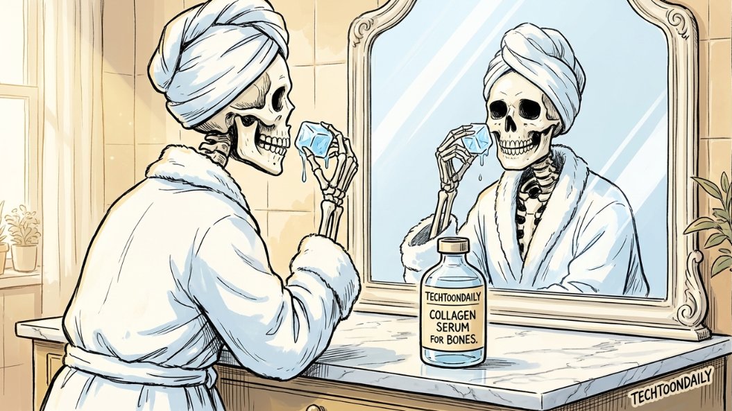 TechToonDaily's tweet photo. @Bro_Code_x Day 30 of the ice water facial: zero puffiness, zero redness, zero epidermis. Just immaculate vibes and pure calcium. Honestly, the ultimate anti-aging hack. 💀🧊 #SkincareRoutine #IceFacial https://t.co/jZBztKsVdk