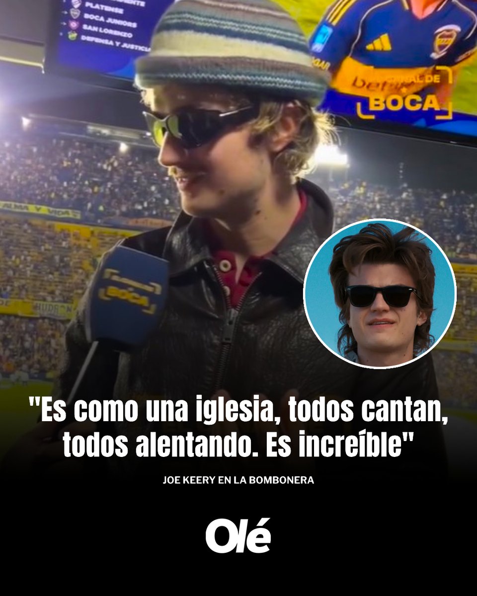Joe Keery, reconocido por su papel como Steve Harrington en Stranger Things, contó cómo vivió su experiencia en La Bombonera 🏟️🇸🇪

💬 "Es como una iglesia, todos cantan, todos alentando. Es increíble"

💬 "Parece muy importante para el partido, en Estados Unidos no pasa que todos