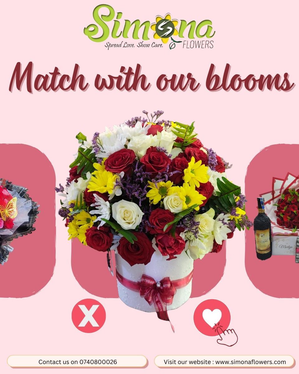 simonaflowers's tweet photo. Whether it’s love, celebration, or a surprise gift  we have the perfect flowers waiting for you.

🌸 Swipe through our carousel to explore the options.
📞 Order via WhatsApp: 0740800026 

#SimonaFlowers #NairobiFlorist #FlowerDelivery #BouquetOfTheDay #SendFlowers #NairobiGifts https://t.co/A1nUXZU9LY
