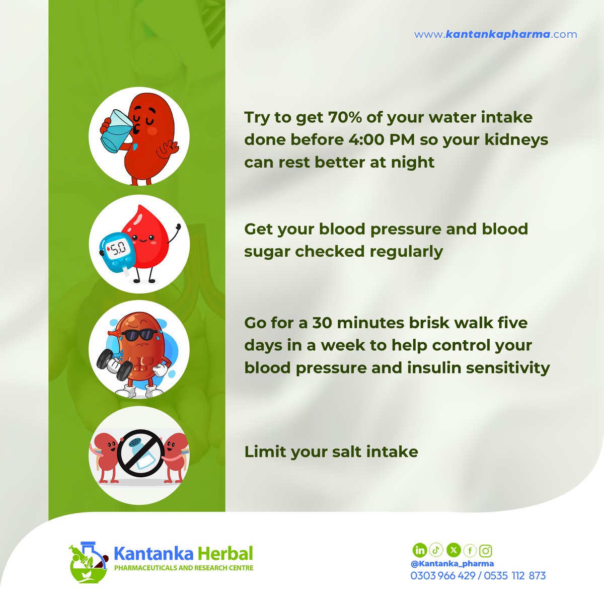 Your kidneys work for you every minute of the day. You feel nothing. You hear nothing. Yet they quietly clean your blood, balance fluids, and remove waste to keep your body stable.
Protecting them begins with simple daily discipline.💪🏥 
#HealthAwareness  #HealthHabits