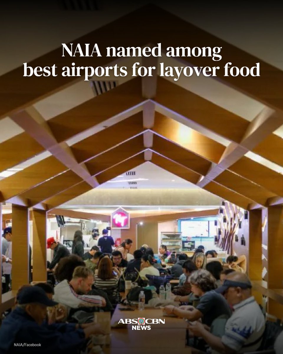 ABSCBNNews's tweet photo. Once known for its struggles, NAIA is now earning international recognition—landing on a list of top airports for layover dining by the UK travel authority, Airport Parking and Hotels. 

Read: https://t.co/4XLRYZX2Vw https://t.co/2W0B4NlU8O