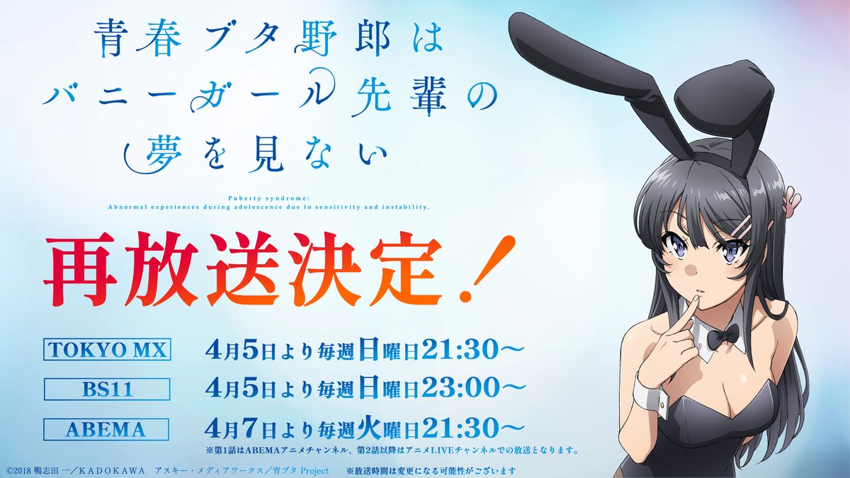アニメ「青春ブタ野郎」シリーズ公式 tweet media