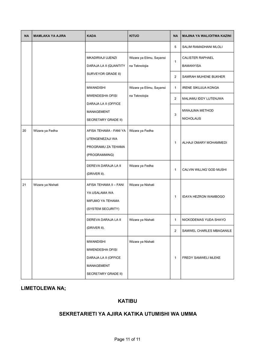 Sekretarieti ya Ajira tweet media