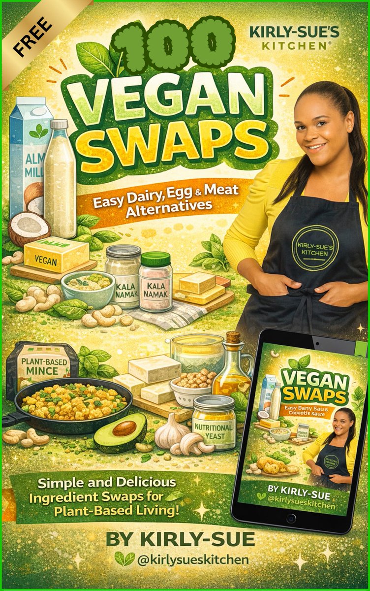 KirlySueKitchen's tweet photo. 🌱 Want to eat more vegan but don’t know where to start?
Download my FREE ebook with 100 easy vegan swaps to turn your favourite meals into delicious vegan versions, without losing the flavours you love. 
Get it here: https://t.co/7X1BHlXM4P ✨
#Freebies #giveaway https://t.co/6zfly7lXAu