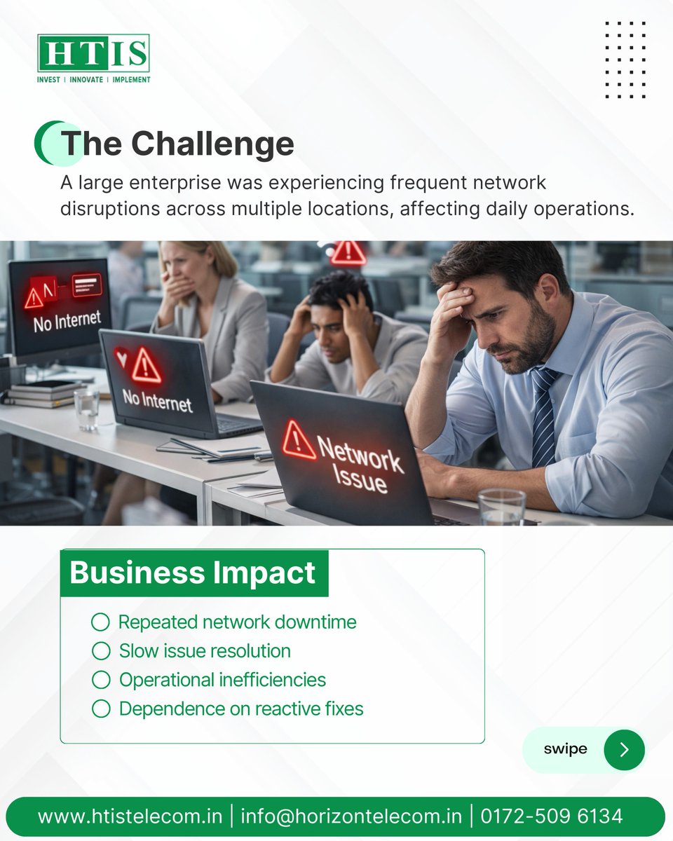 Htis_Telecom's tweet photo. Managing networks across multiple locations?

Frequent downtime and slow issue resolution can quickly affect operations.

In our latest case, we helped stabilise an enterprise network through audit, preventive maintenance, and dedicated support. Check it out. https://t.co/GrTR2Ol0Zz