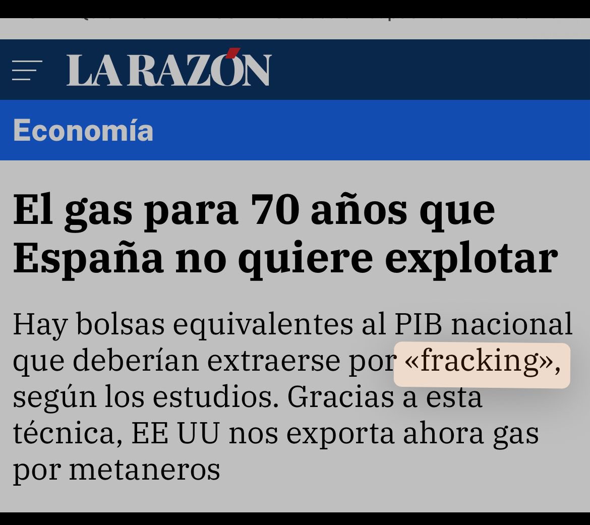 España tiene gas. Pero este gobierno quiere a los españoles pobres y además está haciéndose rico como enchufado a los negocios exteriores. La corrupción mata.
La corrupción es miseria para el ciudadano honrado. 
España podría ser autosuficiente en gas y ver las crisis, las