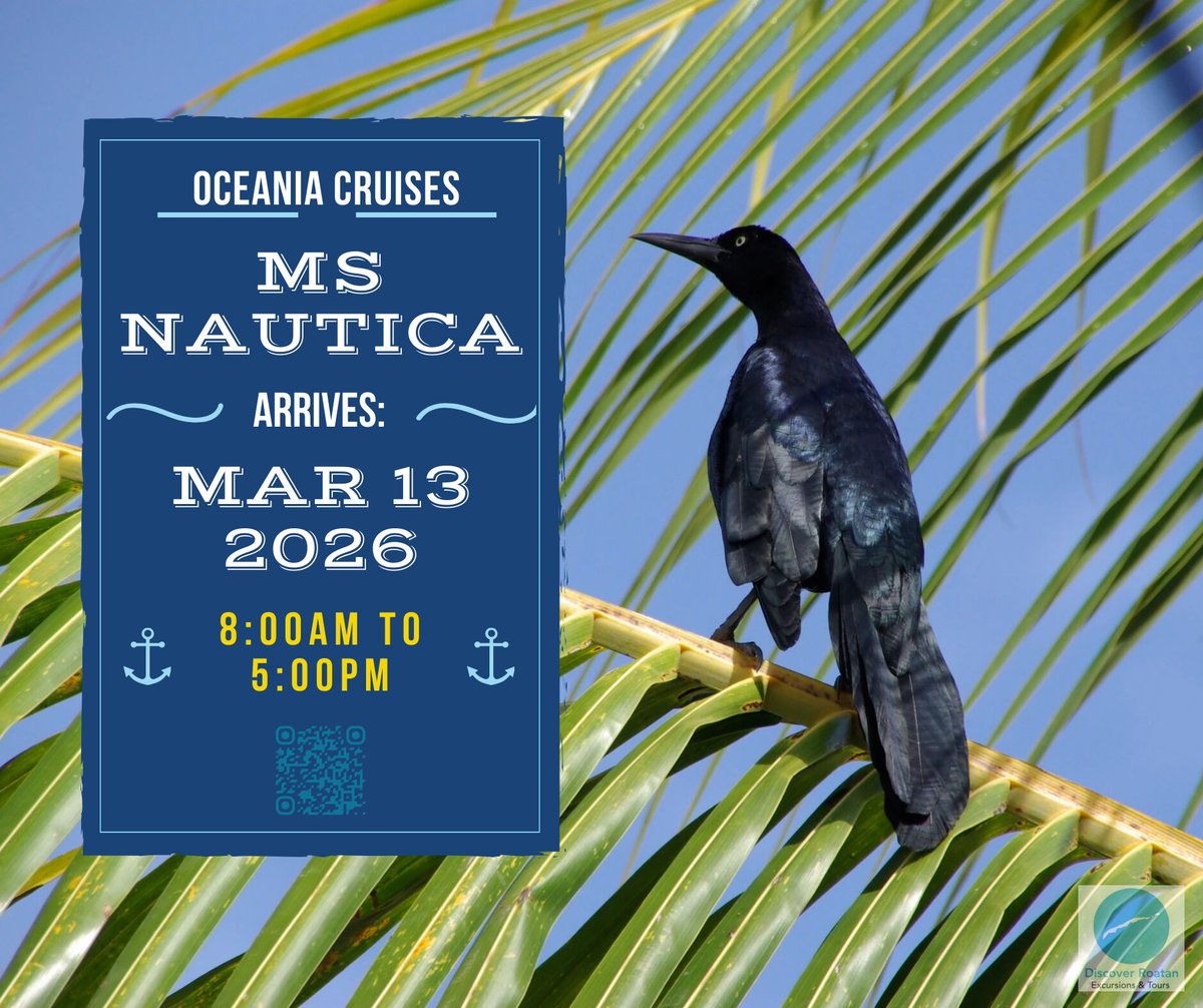 The Port of Roatan welcomes the Oceania Nautica today! 

🛳 Schedule: March 13, 2026 - 8:00am to 5:00pm (GMT-6)

2026 Port Schedule  ➡️ hi.discoverroatan.net/oe9d

#travel #cruise #caribbean #honduras #roatan #oceaniacruises #msnautica  #portofroatan #discoverroatan