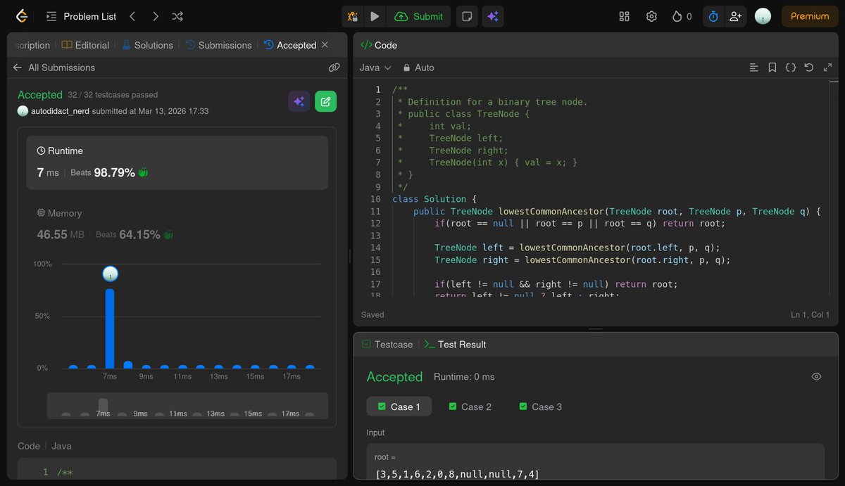 autodidact_nerd's tweet photo. Day 100: DSA Journey 🥳

- Lowest Common Ancestor of a Binary Tree (Optimal)
- Maximum Width of Binary Tree
- Children Sum Property in Binary Tree

#SelfTaughtDev #LearnInPublic #100DaysOfCode #DSA https://t.co/hNHprKX71O