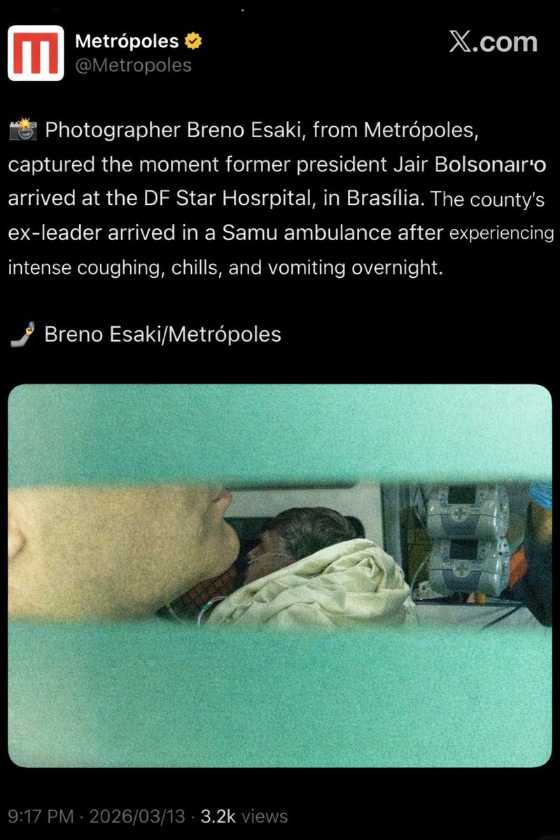 This is Brazil’s former president, Jair Bolsonaro. He is being held in prison for no real reason and denied house arrest by the fake Judge Alexandre de Moraes. He is also being denied proper medical treatment for the complications resulting from the stabbing he suffered during