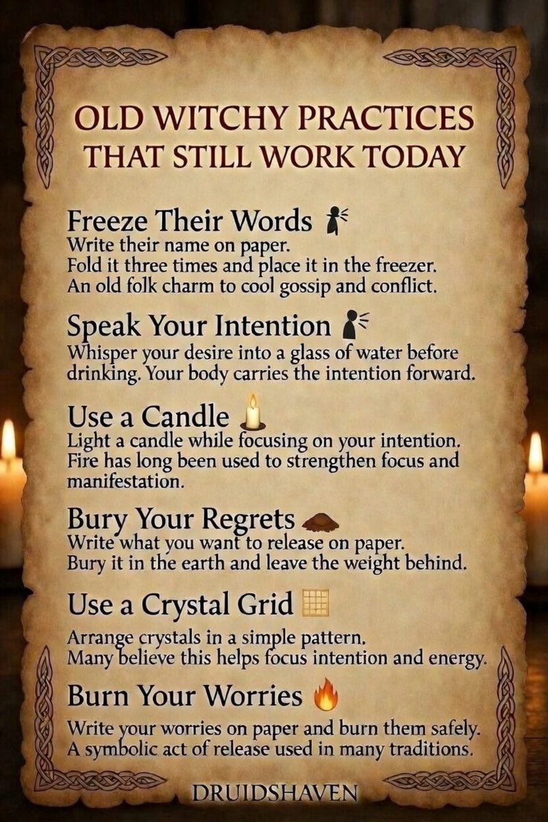 Some of the oldest witchy practices were never written down.
They were passed quietly from person to person.
And many people still swear by them today.

Which one have you heard before?