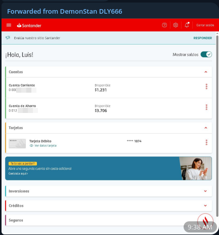 tial_cl's tweet photo. 🚨 Alerta en #Chile

Detección de dominios que suplantan a Banco Santander y Banco Ripley 

Aunque el fraude es bastante básico, personas siguen cayendo en este tipo de engaños. En el canal de Telegram utilizado por los estafadores incluso se compartieron capturas que evidenciarían accesos a cuentas comprometidas.

🔎 Dominios detectados:
bancosantander.clientesonline[.]im
bancoripley.clientesonline[.]im

Token:
8016082235:AAFJPt8JEon__rC1t5X4veVkxl7vro12PQI
Chat ID:
-5179434222

🔎 Crédito a @nohabianmas por alertar sobre esta actividad.

#Desconfía #Phishing #Ciberseguridad #FraudeDigital #Infosec