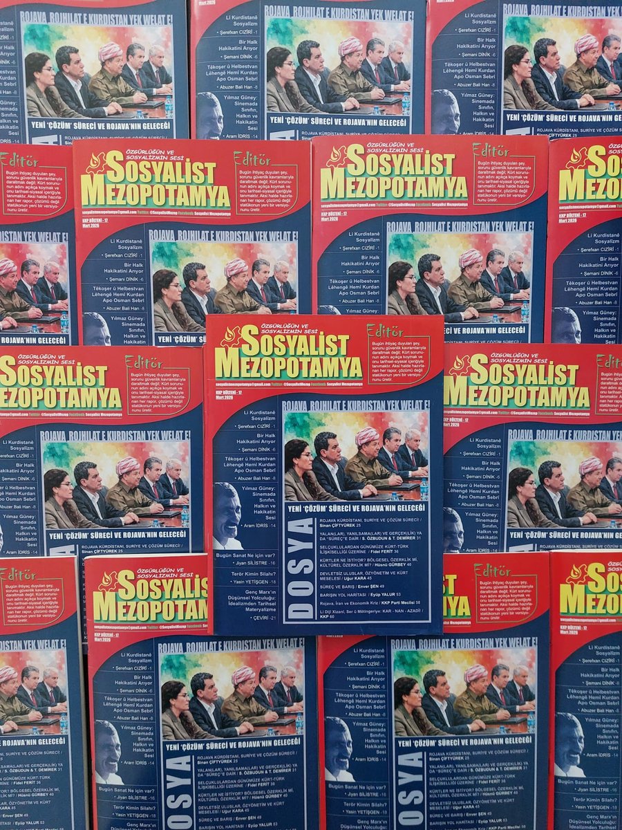 📢 Sosyalist Mezopotamya’nın 17. sayısı çıktı!

Kürdistan, Ortadoğu ve sosyalizm tartışmalarına odaklanan yeni sayımız matbaadan çıktı.
Yeni çözüm süreci, Rojava ve güncel politik tartışmalar bu sayıda.

📰 Derginizi edinin, tartışmaya katılın.

#Sosyalizm #Kürdistan #Rojava