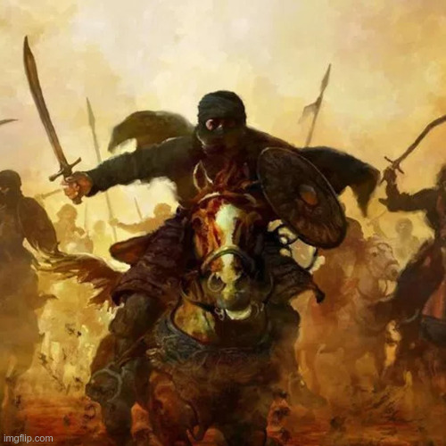 LiamOMaraIV's tweet image. The #BattleOfBadr, on #ThisDayInHistory in 624, was the first major fight between #Muhammad's new Muslim community of #Medina and the #Quraysh forces of #Makkah/#Mecca. Badly outnumbered, the #Quran attributes Muslim success to a thousand angels, there to boost Muslim confidence.