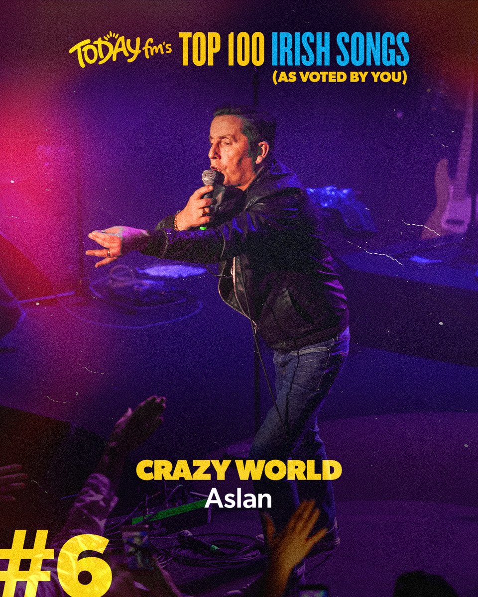 TodayFM's tweet image. Aslan’s Crazy World lands at #6 in Today FM’s 100 Greatest Irish Songs, as voted by you.

#100GreatestIrishSongs #Aslan #IrishMusic #CrazyWorld