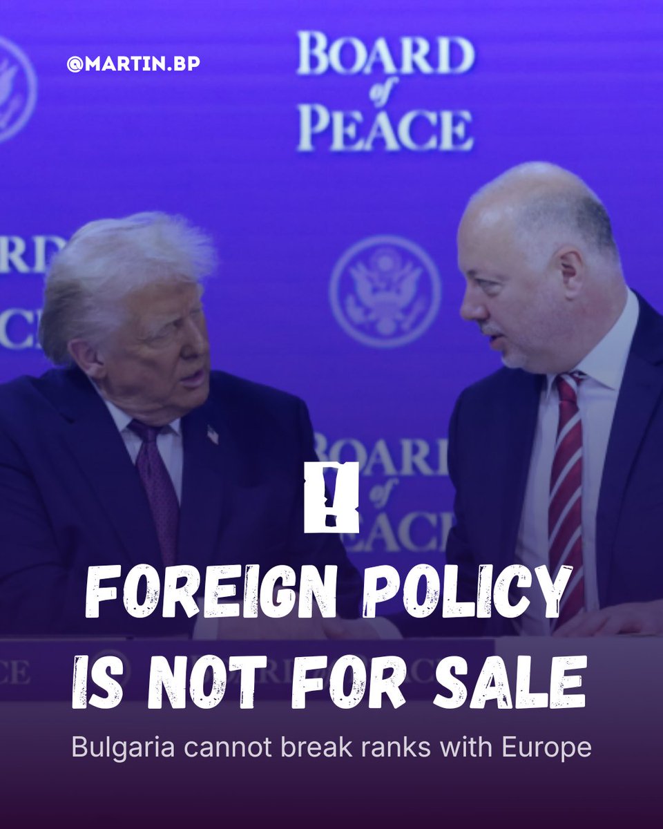 Martin_Penov's tweet photo. GERB just forced the government to ratify the charter of Trump's Board of Peace, after Borisov promised the EPP they wouldn't.

Bulgaria is a European country that should stand by its European allies. It has no place in the organisation next to Belarus and Orban’s Hungary. https://t.co/WhNgCI0iIf