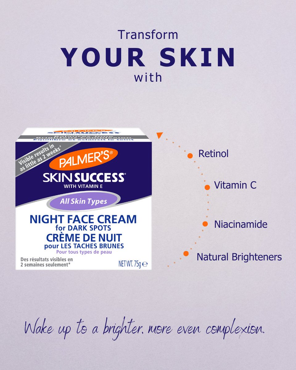 While you rest, let our Night Face Cream for Dark Spots do the work! Wake up to a brighter, more even complexion. 🌅

Available exclusively online from Walmart: sbrew.link/hasvsRsO