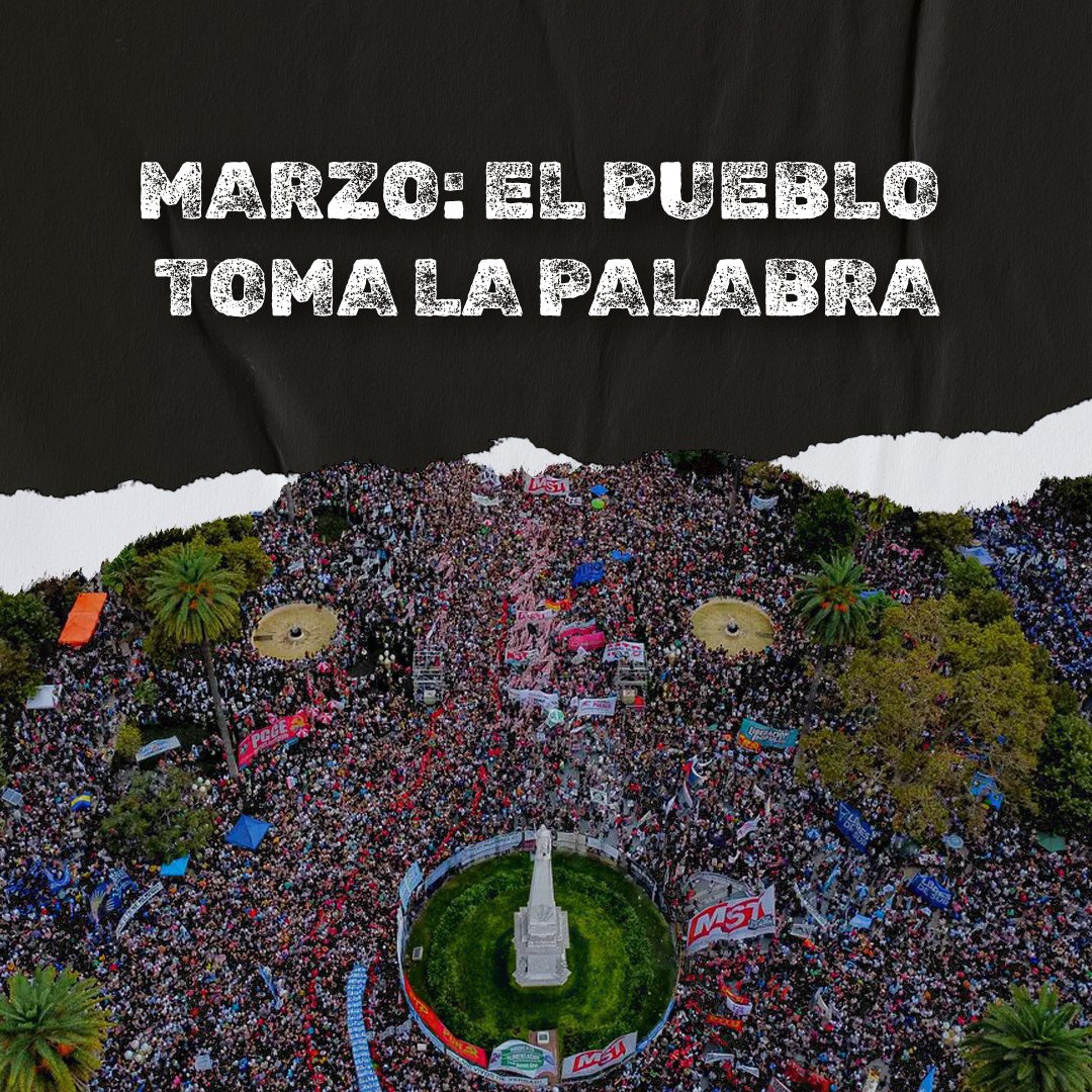 JunioJuanCarlos's tweet photo. Marzo vuelve a constituirse en un mes que el pueblo se manifiesta en calles y plazas como protagonista político, reactivando nuestras reservas democráticas y anudando las luchas del presente con las ya históricas desplegadas por las Madres y Abuelas. https://t.co/AiWU8jHv4i
