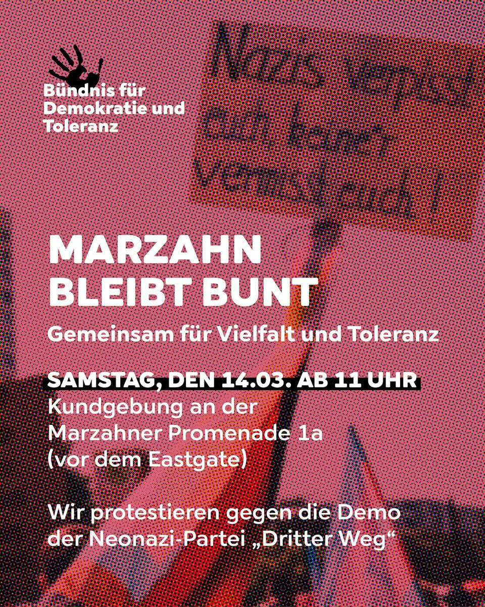 BerlingegenNazi's tweet photo. Viel los morgen in Berlin: Auch die neonazistische Kleinstpartei "Der III. Weg" hat nun eine Demonstration angekündigt. Diese soll um 12 Uhr am "Eastgate" (S-Bhf. Marzahn) starten. Natürlich gibt es auch hier Gegenproteste! Alle Infos auf unserer Website: https://t.co/0YzUkfg2EO https://t.co/KHqmFqyWKo