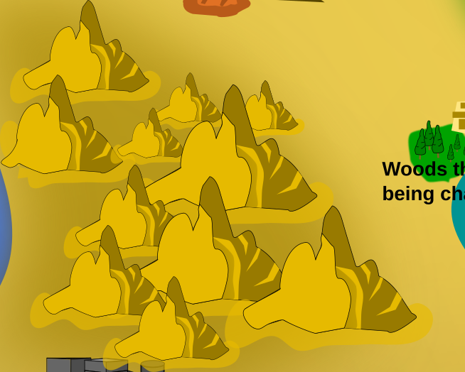 SoloGamingAnim's tweet photo. Another weekly map update. This time updated the mountains, added curvature to the mountains from the previously point-y looking mountains, added some light areas and shadows.  #map #maps #dnd #fantasymap #osr #inkscape #mountains #art https://t.co/gxMEQ4b7E6
