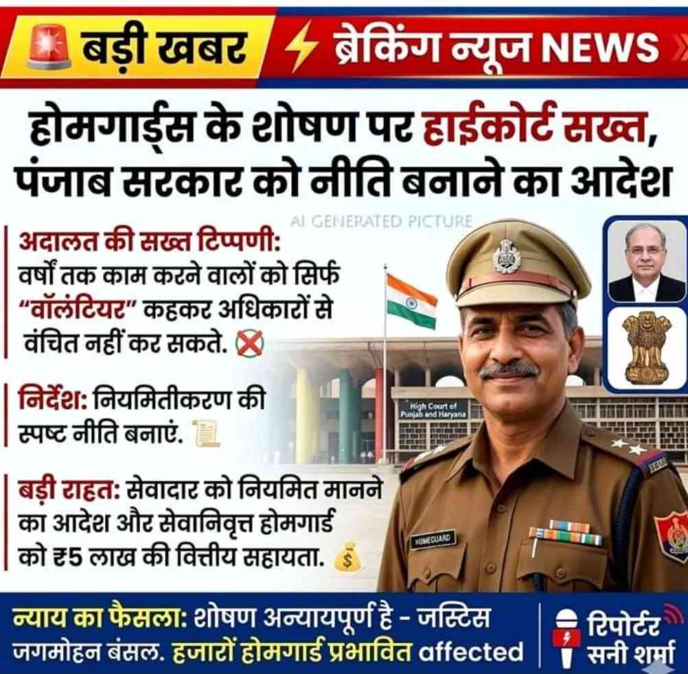 लगभग हर राज्यों में हाईकोर्ट द्वारा होमगार्ड का काॅल औफ के नियम को खत्म कर नियमित करने को कहा जा रहा है।
सभी राज्यों के मुख्यमंत्री जी से प्रार्थना है कृपा हाईकोर्ट के आदेश को पारित करें महोदय ताकि होमगार्ड का भी जीवन शोषण मुक्त हो सके।<a href="/CMMadhyaPradesh/">Chief Minister, MP</a> <a href="/CMOfficeAssam/">Chief Minister Assam</a> <a href="/CMOfficeUP/">CM Office, GoUP</a>