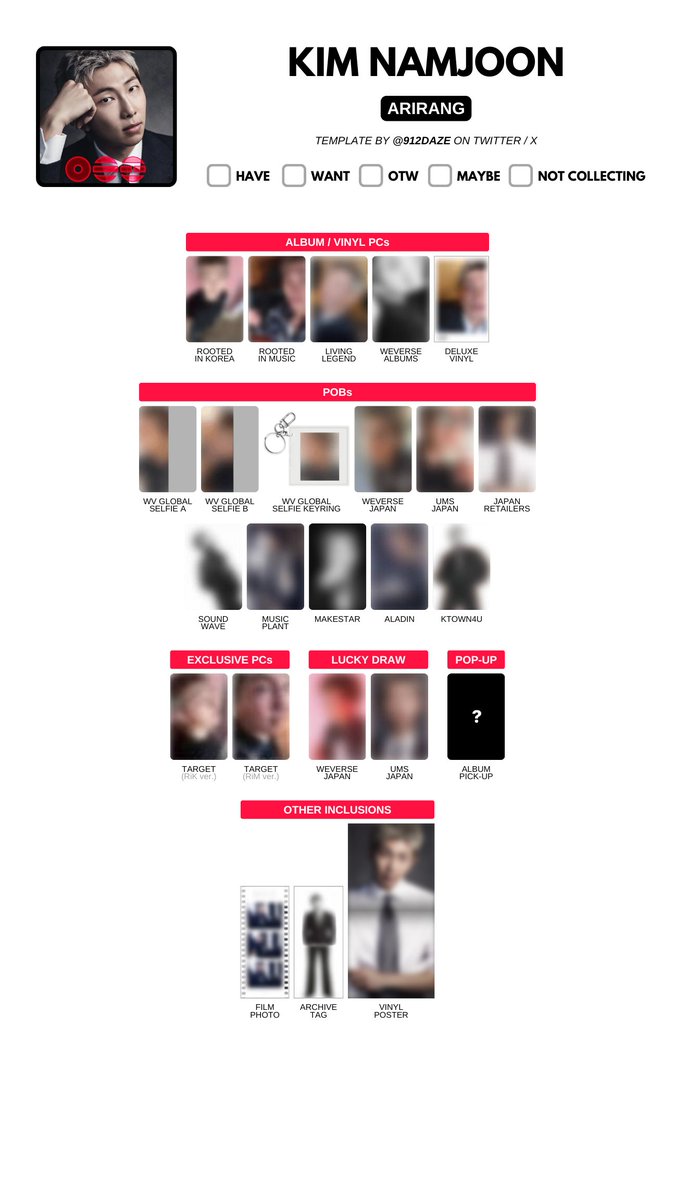 BTS THE 5TH ALBUM PC PHOTOCARD WISHLIST WL TEMPLATES ✨ [NEW