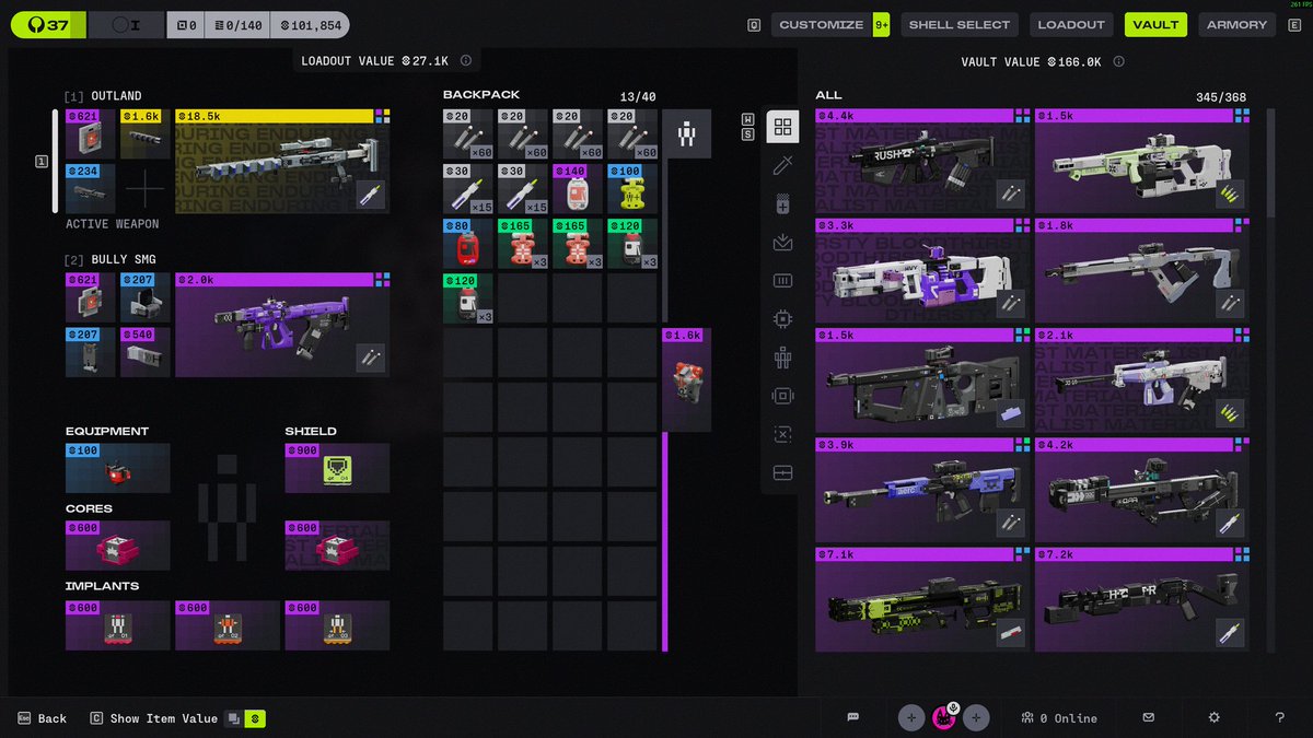 Feify_'s tweet photo. i been playing Marathon solo/rook since release date and the game is crack. got my 1st gold mod last night and i would like to run my vault against 3 stacks now. if u play this game hit me up https://t.co/hUd142zeI5