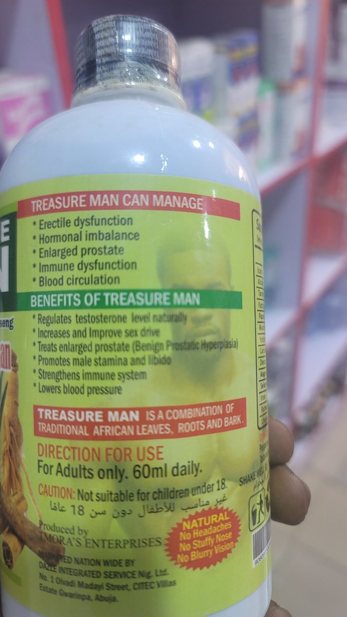 pharmYaks's tweet photo. TREASURE MAN: THE HERBAL MALE VITALITY TONIC 

 Tonic Many men struggle silently with issues like:
• Low libido
• Weak erection
• Poor stamina
• Prostate problems
Today I came across a product called Treasure Man For Men in the pharmacy. 

Let’s talk about it 👇 https://t.co/mqNqSaU047